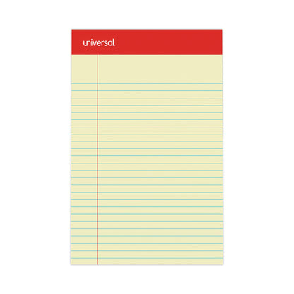 Universal Perforated Ruled Writing Pads, Narrow Rule, Red Headband, 50 Canary-Yellow 5 x 8 Sheets, Dozen (UNV46200)