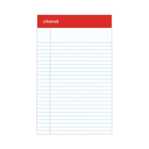 Universal Perforated Ruled Writing Pads, Narrow Rule, Red Headband, 50 White 5 x 8 Sheets, Dozen (UNV46300)