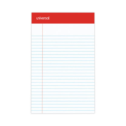 Universal Perforated Ruled Writing Pads, Narrow Rule, Red Headband, 50 White 5 x 8 Sheets, Dozen (UNV46300)