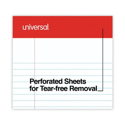 Universal Perforated Ruled Writing Pads, Narrow Rule, Red Headband, 50 White 5 x 8 Sheets, Dozen (UNV46300)
