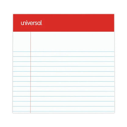 Universal Perforated Ruled Writing Pads, Narrow Rule, Red Headband, 50 White 5 x 8 Sheets, Dozen (UNV46300)