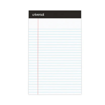 Universal Premium Ruled Writing Pads with Heavy-Duty Back, Narrow Rule, Black Headband, 50 White 5 x 8 Sheets, 12/Pack (UNV57300)