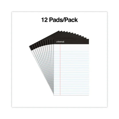 Universal Premium Ruled Writing Pads with Heavy-Duty Back, Narrow Rule, Black Headband, 50 White 5 x 8 Sheets, 12/Pack (UNV57300)