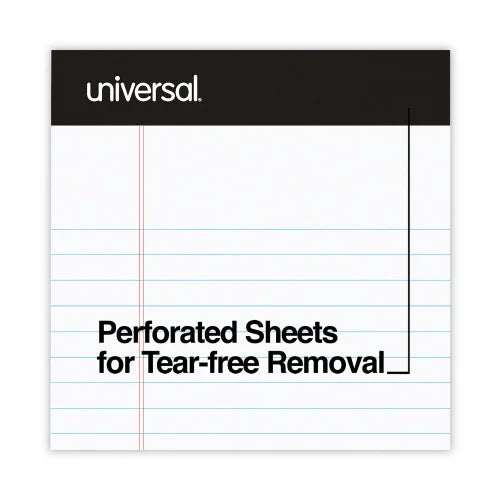Universal Premium Ruled Writing Pads with Heavy-Duty Back, Narrow Rule, Black Headband, 50 White 5 x 8 Sheets, 12/Pack (UNV57300)