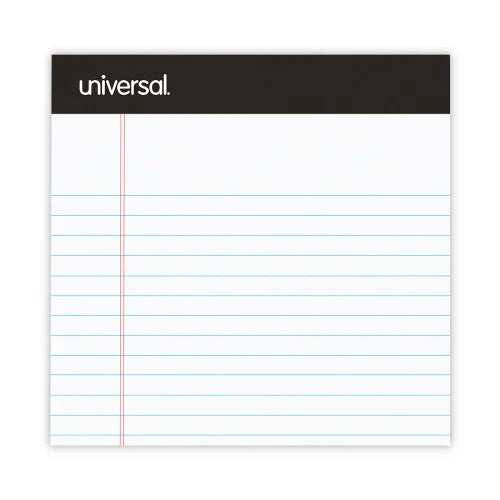 Universal Premium Ruled Writing Pads with Heavy-Duty Back, Narrow Rule, Black Headband, 50 White 5 x 8 Sheets, 12/Pack (UNV57300)