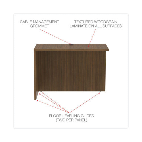 Alera Valencia Series Reversible Return/Bridge Shell, 42w x 23.63d x 29.5h, Modern Walnut (ALEVA354224WA)