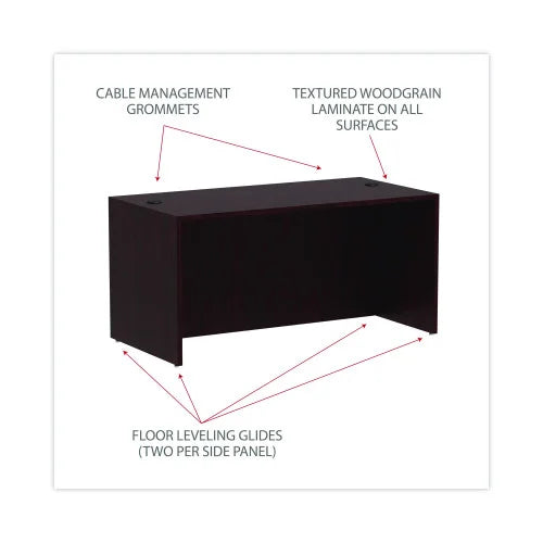 Alera Valencia Series Straight Front Desk Shell, 59.13" x 29.5" x 29.63", Mahogany (ALEVA216030MY)