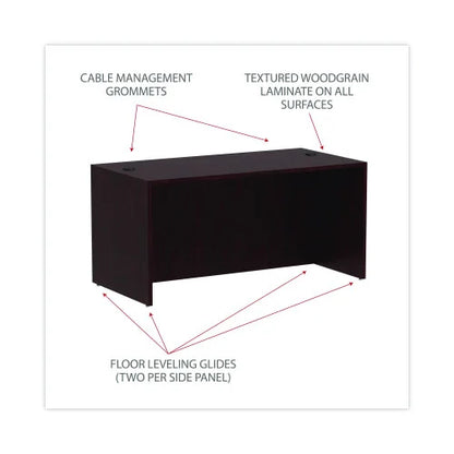 Alera Valencia Series Straight Front Desk Shell, 59.13" x 29.5" x 29.63", Mahogany (ALEVA216030MY)