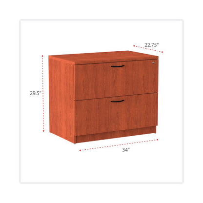 Alera Valencia Series Lateral File, 2 Legal/Letter-Size File Drawers, Medium Cherry, 34" x 22.75" x 29.5" (ALEVA513622MC)