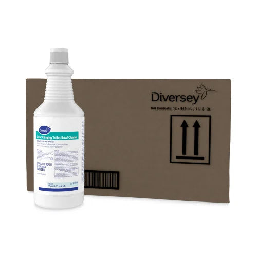 Diversey Crew Clinging Toilet Bowl Cleaner, Floral Scent, Liquid, 1 qt. Bottle, 12/CT (04578)