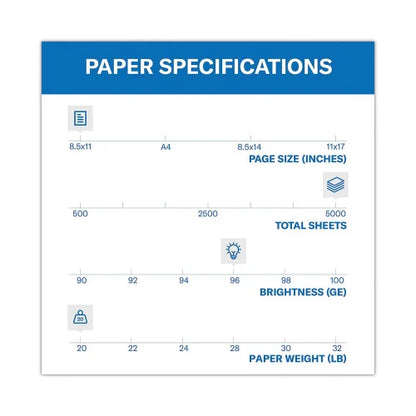 Hammermill Fore Multipurpose Print Paper, 96 Bright, 20 lb Bond Weight, 8.5 x 11, White, 500 Sheets/Ream, 10 Reams/Carton (103267)