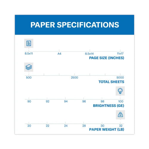 Hammermill Premium Color Copy Print Paper, 100 Bright, 32 lb Bond Weight, 8.5 x 11, Photo White, 500/Ream (102630)