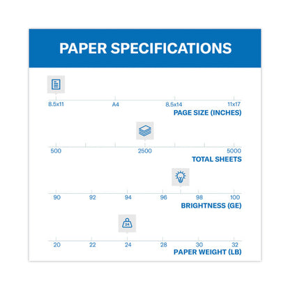 Hammermill Premium Multipurpose Print Paper, 97 Bright, 24 lb Bond Weight, 8.5 x 11, White, 500 Sheets/Ream, 5 Reams/Carton (105810)