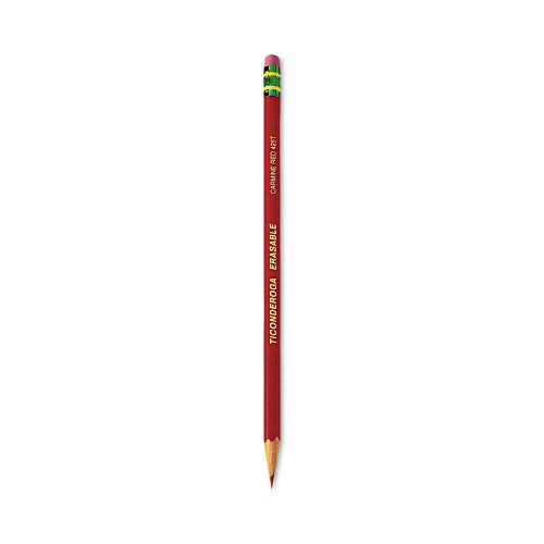 Ticonderoga Erasable Colored Pencils, 2.6 mm, 2B, Carmine Red Lead, Carmine Red Barrel, 12/Pack (142590002)