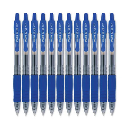 Pilot G2 Premium Gel Pen, Retractable, Fine 0.7 mm, Blue Ink, Smoke/Blue Barrel, 12/Pack (31021)