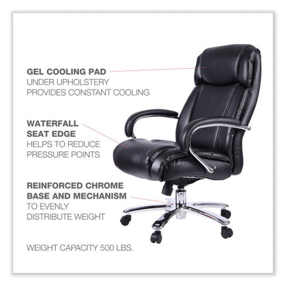 Alera Maxxis Series Big/Tall Bonded Leather Chair, Supports 500 lb, 19.7" to 25" Seat Height, Black Seat/Back, Chrome Base (ALEMS4419)