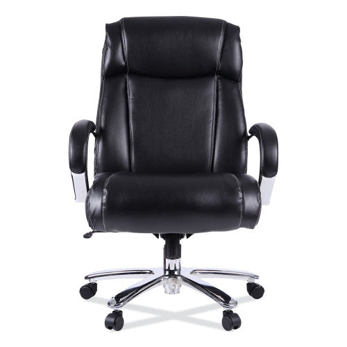 Alera Maxxis Series Big/Tall Bonded Leather Chair, Supports 500 lb, 19.7" to 25" Seat Height, Black Seat/Back, Chrome Base (ALEMS4419)