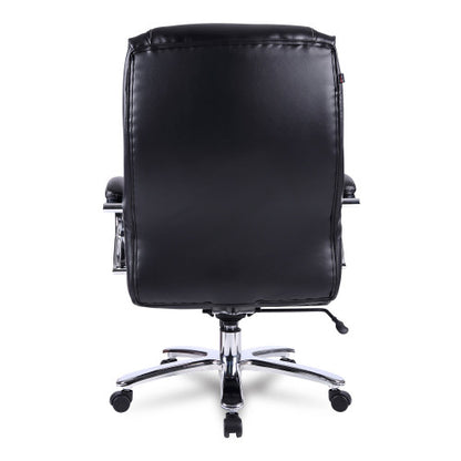 Alera Maxxis Series Big/Tall Bonded Leather Chair, Supports 500 lb, 19.7" to 25" Seat Height, Black Seat/Back, Chrome Base (ALEMS4419)