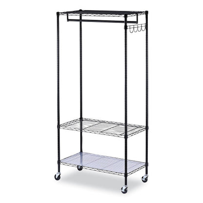 Alera Wire Shelving Garment Rack, 30 Garments, 36w x 18d x 75h, Black (ALEGR363618BL)
