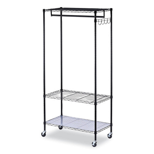 Alera Wire Shelving Garment Rack, 30 Garments, 36w x 18d x 75h, Black (ALEGR363618BL)