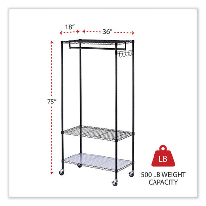 Alera Wire Shelving Garment Rack, 30 Garments, 36w x 18d x 75h, Black (ALEGR363618BL)