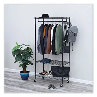 Alera Wire Shelving Garment Rack, 30 Garments, 36w x 18d x 75h, Black (ALEGR363618BL)
