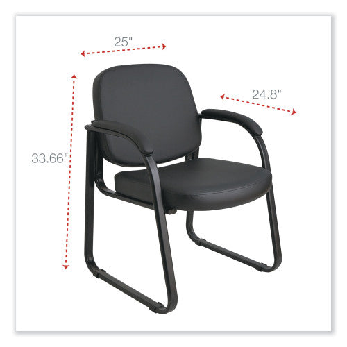 Alera Genaro Series Faux Leather Half-Back Sled Base Guest Chair, 25" x 24.80" x 33.66", Black Seat, Black Back, Black Base (ALERL43C16)