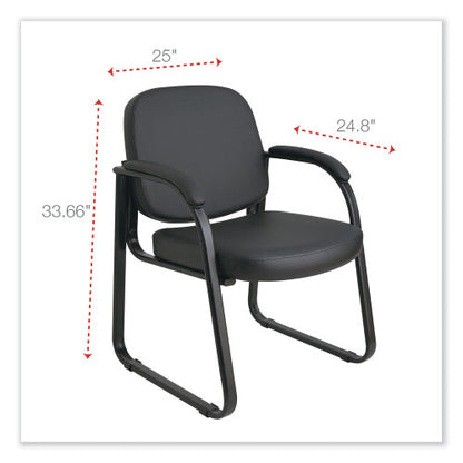 Alera Genaro Series Faux Leather Half-Back Sled Base Guest Chair, 25" x 24.80" x 33.66", Black Seat, Black Back, Black Base (ALERL43C16)