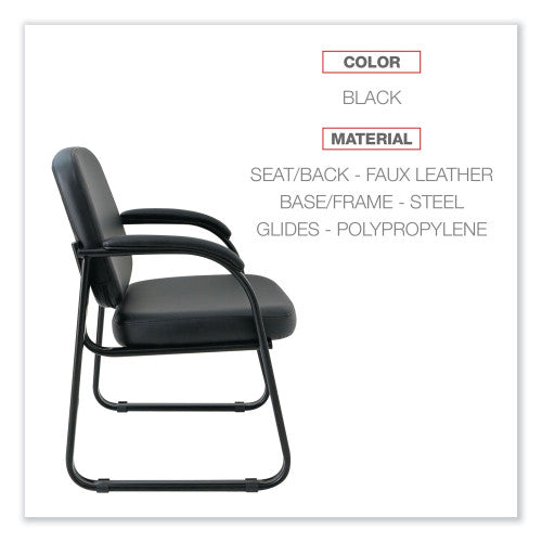 Alera Genaro Series Faux Leather Half-Back Sled Base Guest Chair, 25" x 24.80" x 33.66", Black Seat, Black Back, Black Base (ALERL43C16)