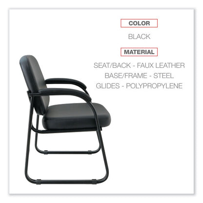 Alera Genaro Series Faux Leather Half-Back Sled Base Guest Chair, 25" x 24.80" x 33.66", Black Seat, Black Back, Black Base (ALERL43C16)