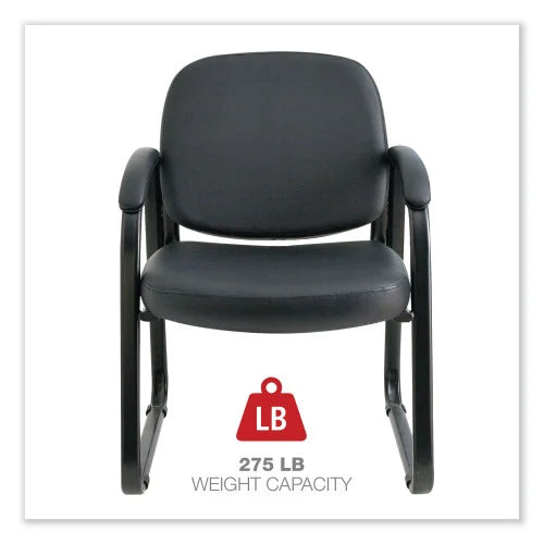 Alera Genaro Series Faux Leather Half-Back Sled Base Guest Chair, 25" x 24.80" x 33.66", Black Seat, Black Back, Black Base (ALERL43C16)