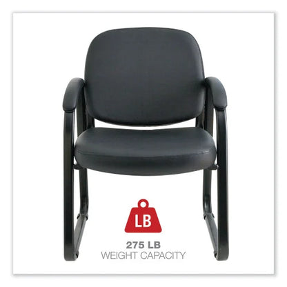 Alera Genaro Series Faux Leather Half-Back Sled Base Guest Chair, 25" x 24.80" x 33.66", Black Seat, Black Back, Black Base (ALERL43C16)