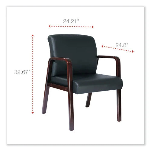 Alera Reception Lounge WL Series Guest Chair, 24.21" x 24.8" x 32.67", Black Seat, Black Back, Mahogany Base (ALERL4319M)
