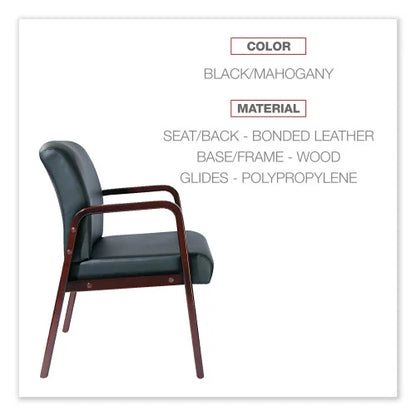 Alera Reception Lounge WL Series Guest Chair, 24.21" x 24.8" x 32.67", Black Seat, Black Back, Mahogany Base (ALERL4319M)