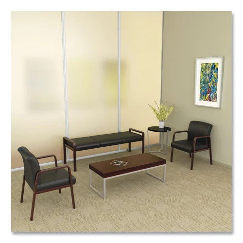 Alera Reception Lounge WL Series Guest Chair, 24.21" x 24.8" x 32.67", Black Seat, Black Back, Mahogany Base (ALERL4319M)