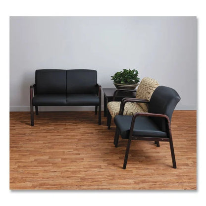 Alera Reception Lounge WL Series Guest Chair, 24.21" x 24.8" x 32.67", Black Seat, Black Back, Mahogany Base (ALERL4319M)