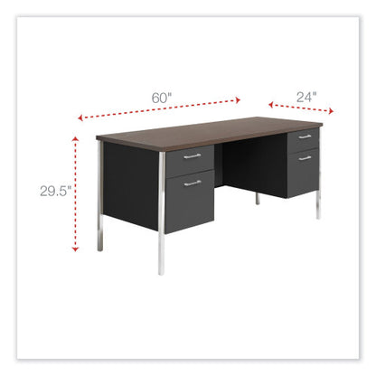 Alera Double Pedestal Steel Credenza, 60w x 24d x 29.5h, Mocha/Black (ALESD6024BM)