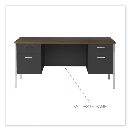 Alera Double Pedestal Steel Credenza, 60w x 24d x 29.5h, Mocha/Black (ALESD6024BM)