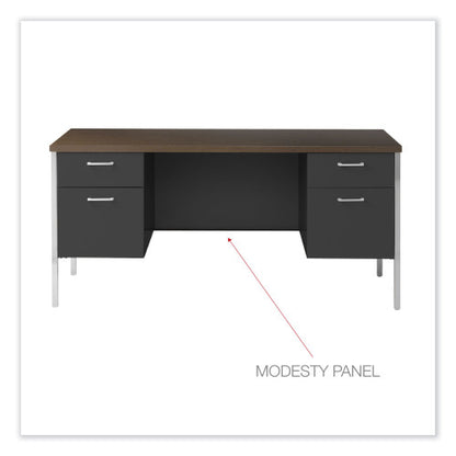 Alera Double Pedestal Steel Credenza, 60w x 24d x 29.5h, Mocha/Black (ALESD6024BM)