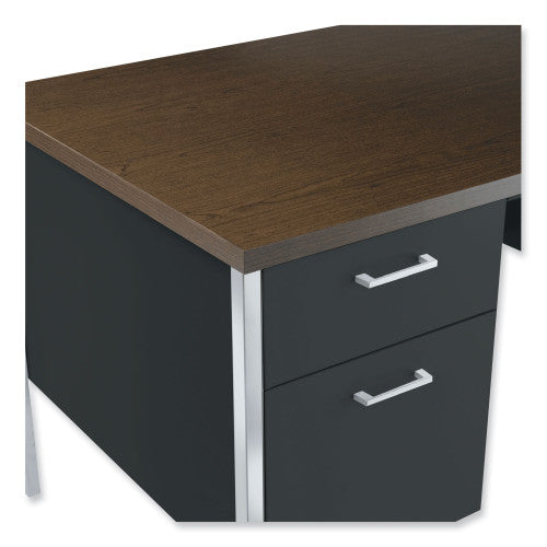 Alera Double Pedestal Steel Credenza, 60w x 24d x 29.5h, Mocha/Black (ALESD6024BM)