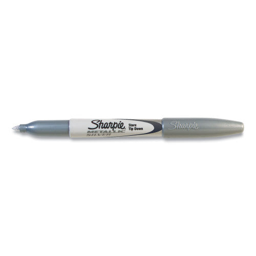 Sharpie Metallic Fine Point Permanent Markers, Fine Bullet Tip, Metallic Silver, Dozen (39100)