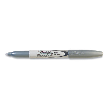 Sharpie Metallic Fine Point Permanent Markers, Fine Bullet Tip, Metallic Silver, Dozen (39100)