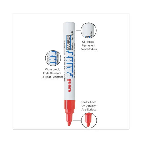uni Paint Permanent Marker, Medium Bullet Tip, Red (63602)