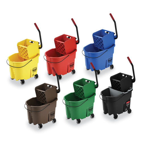 Rubbermaid Commercial WaveBrake 2.0 Bucket/Wringer Combos, Side-Press, 35 qt, Plastic, Black (FG1863896)