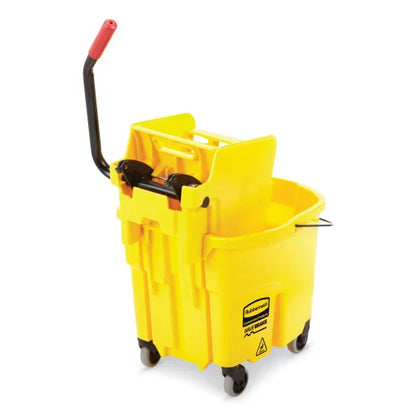 Rubbermaid Commercial WaveBrake 2.0 Bucket/Wringer Combos, Side-Press, 35 qt, Plastic, Yellow (FG758088YEL)