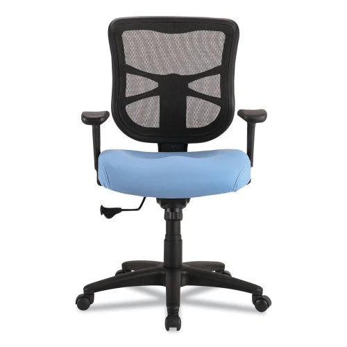 Alera Elusion Series Mesh Mid-Back Swivel/Tilt Chair, Supports Up to 275 lb, 17.9" to 21.8" Seat Height, Light Blue Seat (ALEEL42BME70B)