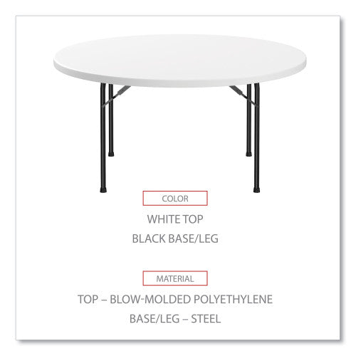 Alera Round Plastic Folding Table, 60" Diameter x 29.25h, White (ALEPT60RW)