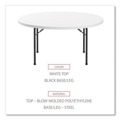 Alera Round Plastic Folding Table, 60" Diameter x 29.25h, White (ALEPT60RW)